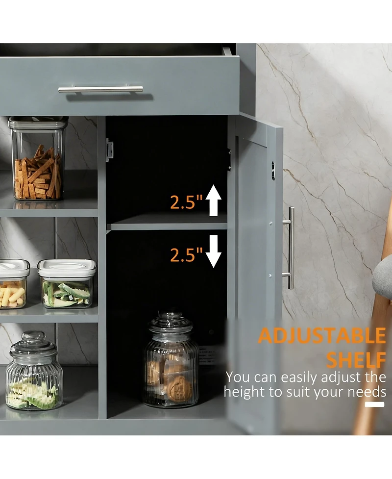 Yigii kitchen trolley, side shelves with storage space, solid wood top, adjustable shelves, easy to move