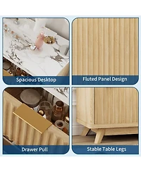 gaomon 8 Drawer Curved Wood Dresser with Handles, Closet Storage Cabinet & Tv Stand for Bedroom, Hallway