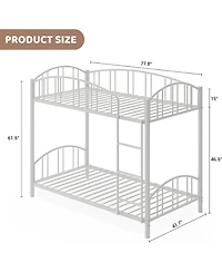 gaomon Metal Bunk Bed Twin Over Twin, Heavy Duty Bunkbeds Frame with Arched Guardrail and Safety Ladder