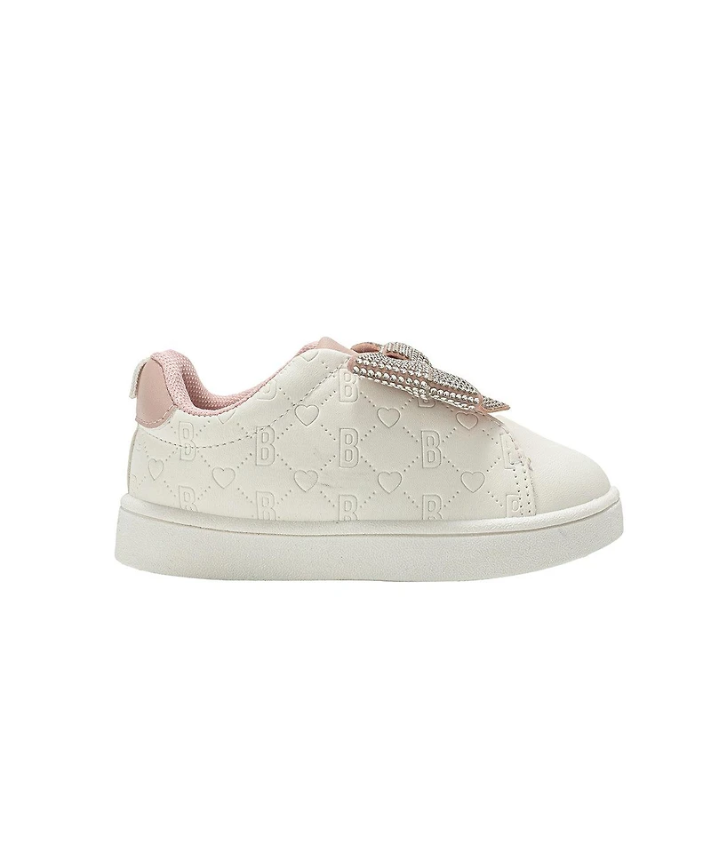 Bebe Little Girls Sneakers – Cute Casual Slip On Shoes Fashion with Rhinestone Bow