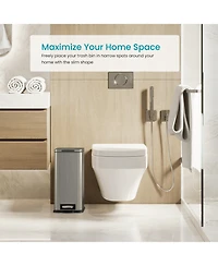 Home Zone Living 4 Gallon Slim Stainless Steel Kitchen Trash Can with Step Pedal and Soft Close Lid