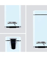 Home Zone Living 1.3 Gallon Slim Stainless Steel Trash Can with Step On Pedal and Soft Close Lid