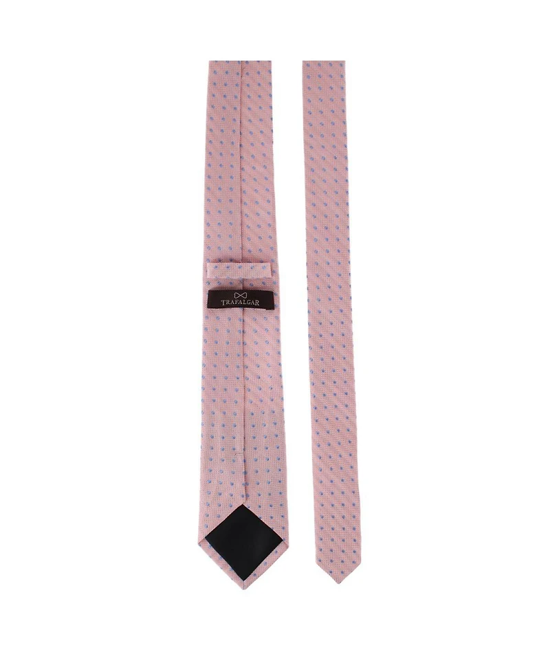Trafalgar Men's Ignacio Linen Blend Polka Dot Vertical Slant Lined Business Necktie