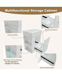 Sillysis 20" Bathroom Vanity with Ceramic Sink, Wall Mounted Storage Cabinet Drawer & Side Shelf for Small Bathrooms