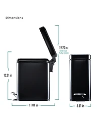 Home Zone Living 1.3 Gallon Slim Stainless Steel Trash Can with Step on Pedal and Soft Close Lid