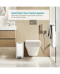 Home Zone Living 4 Gallon Slim Stainless Steel Kitchen Trash Can with Step Pedal and Soft Close Lid.