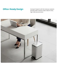 Home Zone Living 4 Gallon Slim Stainless Steel Kitchen Trash Can with Reeded Pattern, Step Pedal and Soft Close Lid