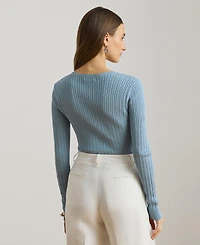Lauren Ralph Women's Mini-Cable Crewneck Sweater
