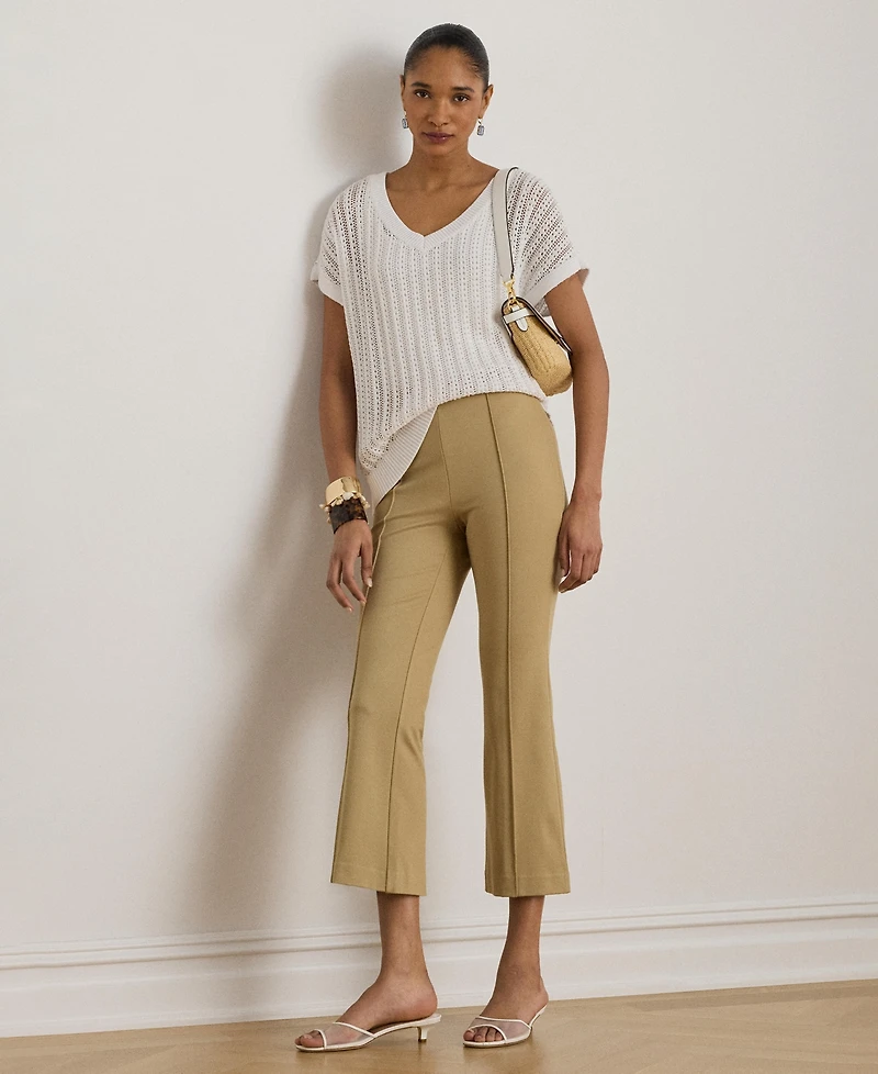 Lauren Ralph Women's Short-Sleeve V-Neck Ribbed Sweater