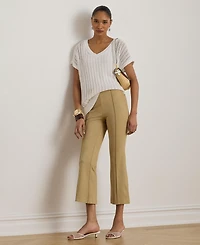 Lauren Ralph Women's Short-Sleeve V-Neck Ribbed Sweater