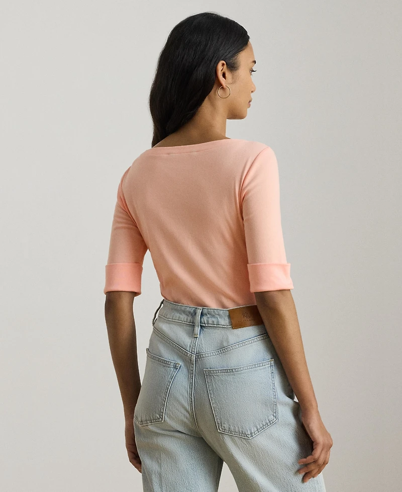 Lauren Ralph Stretch Cotton Boatneck T-Shirt