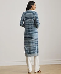 Lauren Ralph Women's Striped Long-Sleeve V-Neck Cardigan