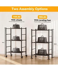 Yigii 3 Tier Metal Shelving Unit with Wheels