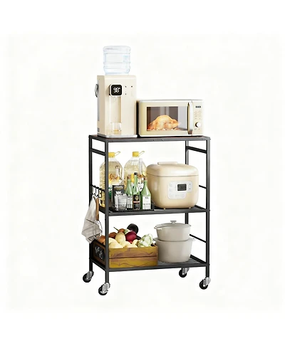 Yigii Adjustable Shelf Kitchen Cart with Metal Frame and Wheels for Versatile Storage