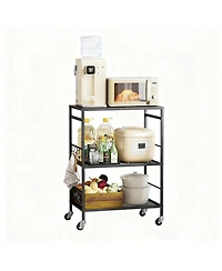 Yigii Adjustable Shelf Kitchen Cart with Metal Frame and Wheels for Versatile Storage