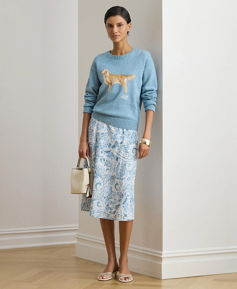 Lauren Ralph Women's Paisley A-Line Midi Skirt