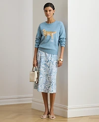 Lauren Ralph Women's Paisley A-Line Midi Skirt