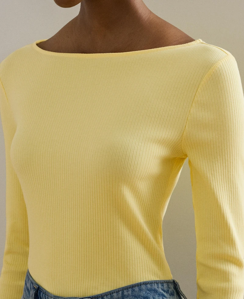 Lauren Ralph Women's Slim Fit Boat Neck Top