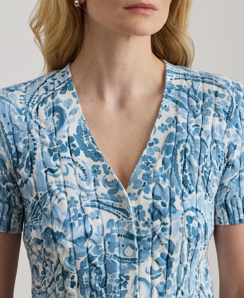 Lauren Ralph Women's Short-Sleeve V-Neck Cardigan