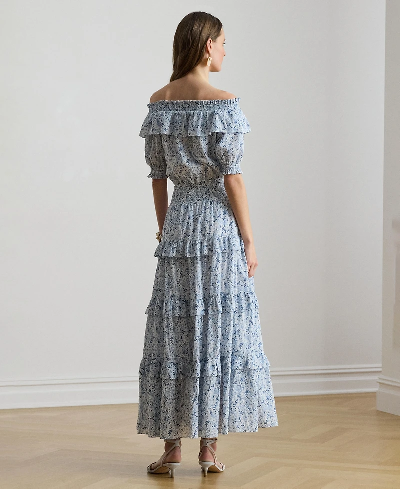 Lauren Ralph Women's Off-The-Shoulder Midi Dress