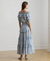 Lauren Ralph Women's Off-The-Shoulder Midi Dress