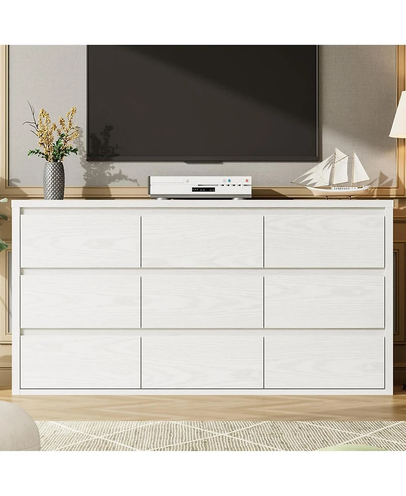 gaomon 9 Drawer Dresser for Bedroom, Wide Modern Chest of Drawers, Large Wood Dresser Wooden Storage Organizer for Living Room