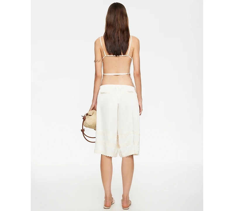 Lioness Women's Lace-Trimmed Jort Shorts