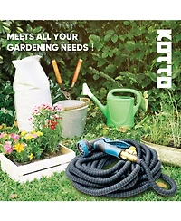 Kotto 50' Expandable Water Garden Hose: 10 Spray Nozzles, Solid Brass Connector, Leak-Proof Design