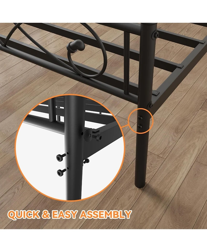 gaomon Platform Bed Frame, Metal with Fist Design Headboard, Under-Bed Storage, No Box Spring Required, Easy Assembly, Noise-Free