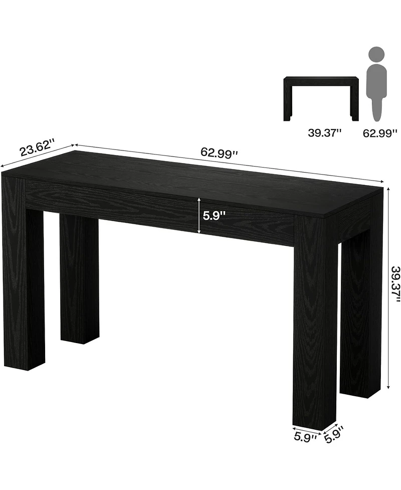 Tribesigns 63" Rectangular Dining Table, Rustic Wooden Kitchen Table with 4 Sturdy Legs
