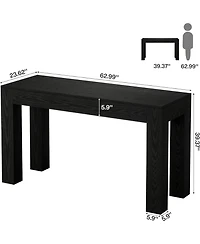 Tribesigns 63" Rectangular Dining Table, Rustic Wooden Kitchen Table with 4 Sturdy Legs