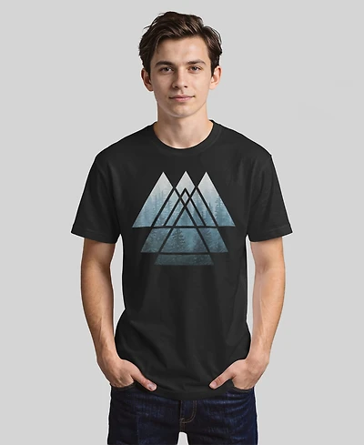 Design By Humans Men's Sacred Geometry Triangles Misty Forest Short Sleeve T-Shirt