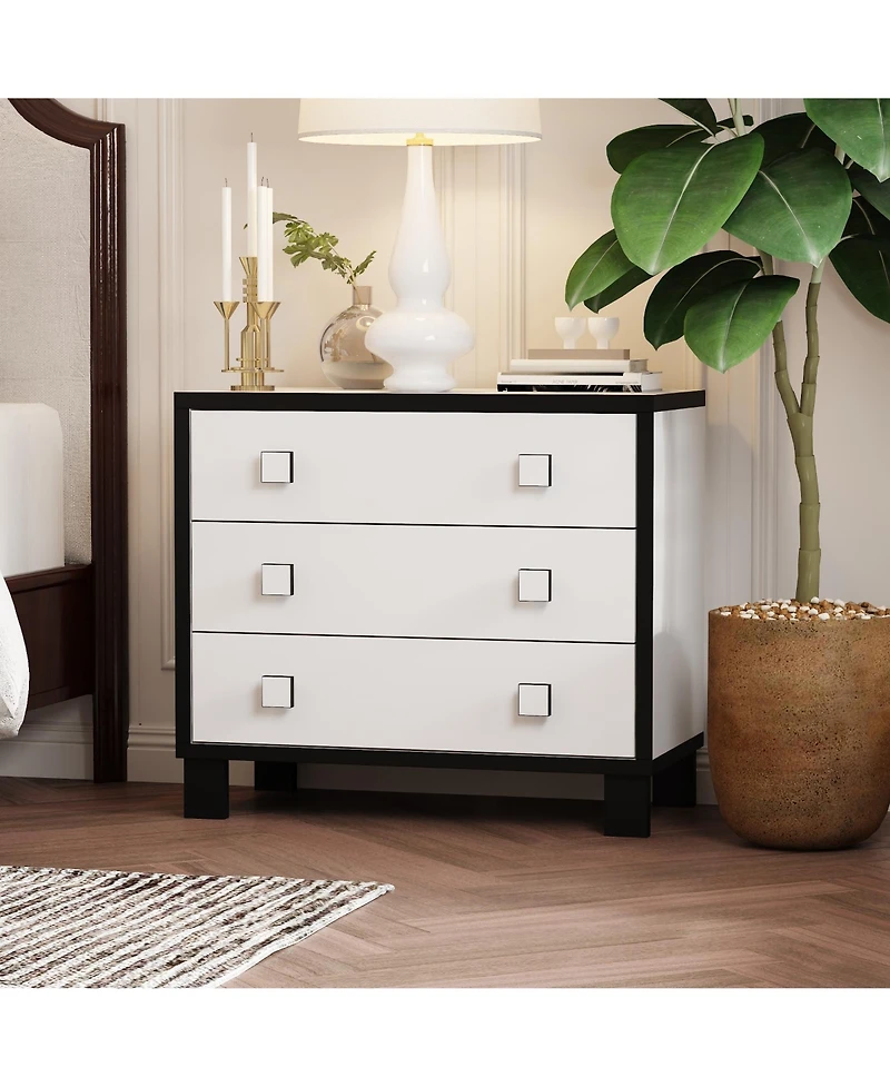 Homsee 3-Drawer Bedroom Dresser , Modern Chest, Nightstand