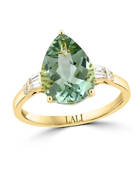 Lali Jewels Green Amethyst (3-1/2 ct. t.w.) & Diamond (1/10 ct. t.w.) Ring in 14k Yellow Gold