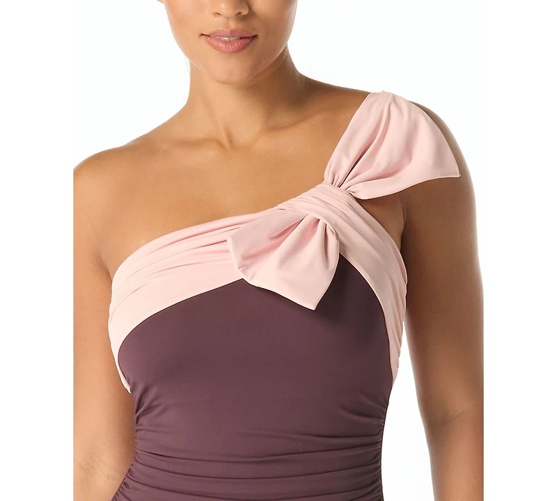 Carmen Marc Valvo Women's One-Shoulder Bow One-Piece Swimsuit