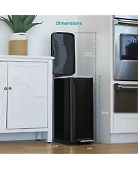 Home Zone Living 13 Gallon Dual Compartment Stainless Steel Kitchen Trash Can with Step Pedal and Soft Close Lid