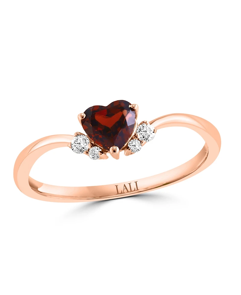 Lali Jewels Garnet (1/2 ct. t.w.) & Diamond (1/20 ct. t.w.) Ring in 14k Rose Gold