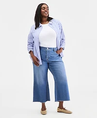 On 34th Plus Alexis Wide-Leg Frayed-Hem Jeans, Macy's Exclusive