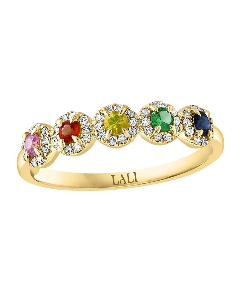 Lali Jewels Sapphire (1/3 ct. t.w.) & Diamond (1/6 Cluster Band 14k Rose Gold or White