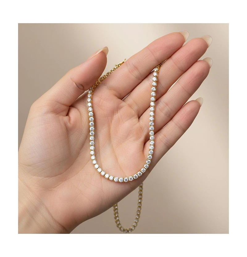 White Gold Plated And 14k Cubic Zirconia 3MM Tennis Necklace