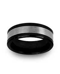 Men's Tungsten Ring, Black Ceramic With Inlay Ring