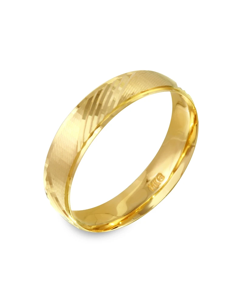 Diagonal Textured Wedding Band 14k Gold