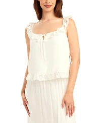 Bcx Women's Striped Ruffle-Detail Square Neck Top