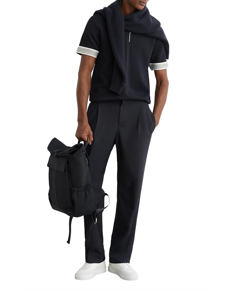Reiss Men's Sleeve-Trim Half-Zip Polo Shirt