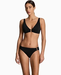 Lauren Ralph Women's Ring Over The Shoulder V-Neck Bikini Top