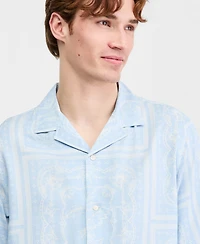 Club Room Men's Botanical Scarf Silk Ray Short Sleeve Shirt, Macy's Exclusive - Print