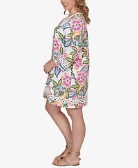 Ruby Rd. Plus Bold Tropical Solid Trim Shift Dress