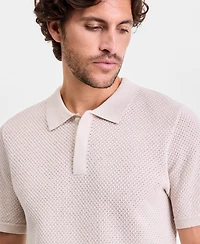 Alfani Men's Short-Sleeve Textured Collared Sweater, Macy's Exclusive