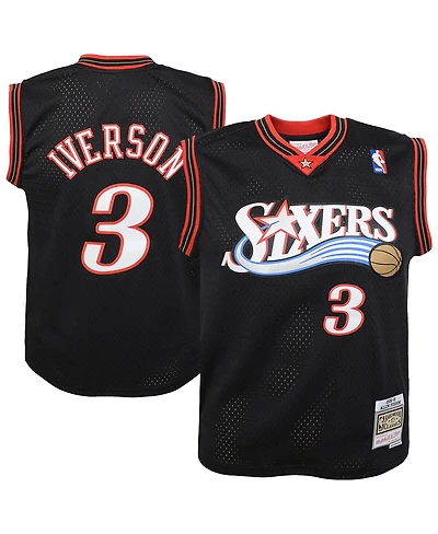 Mitchell & Ness Big Boys and Girls Allen Iverson Black Philadelphia 76ers 2000-01 Swingman Road Jersey