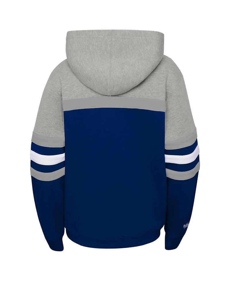 Mitchell & Ness Big Boys and Girls Heather Gray/Navy New York Yankees Cooperstown Collection Head Coach Pullover Hoodie